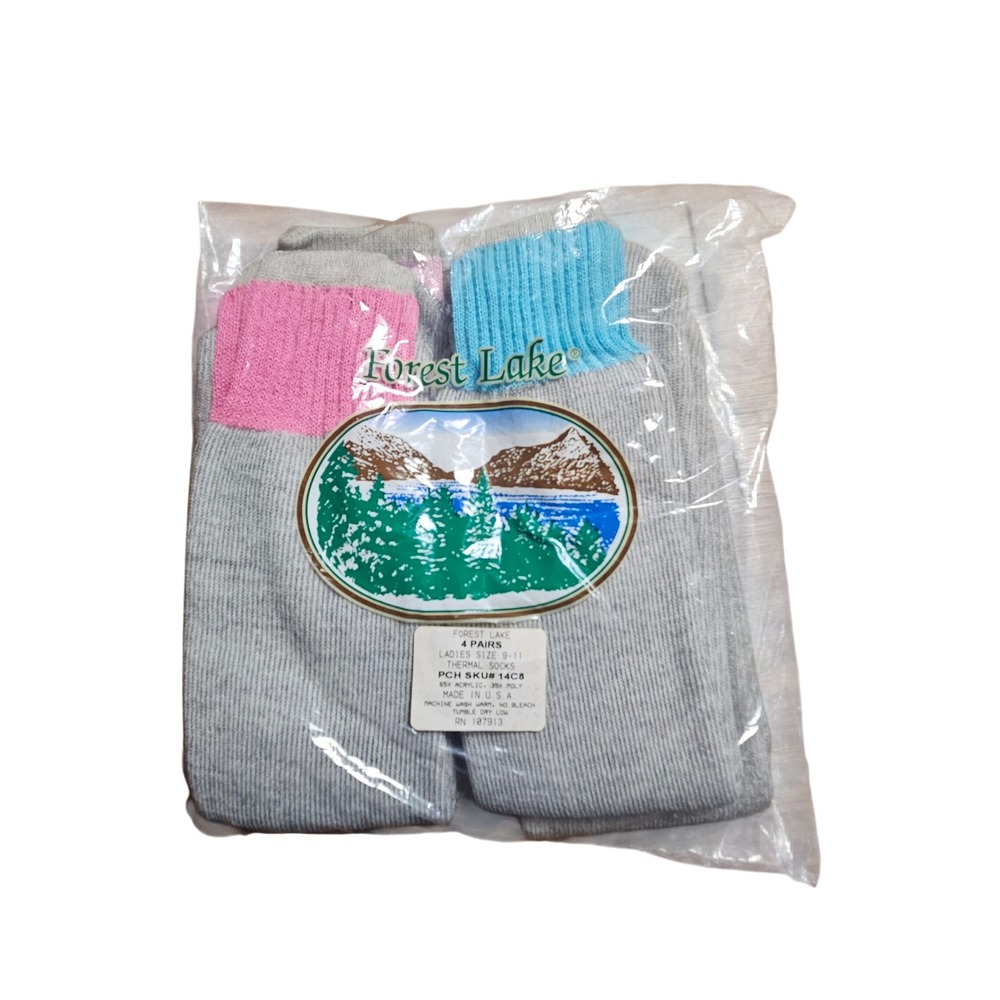Forest Lake 4 Pairs Womens Thermal Socks 9-11 Acrylic Blend Made in USA NWT